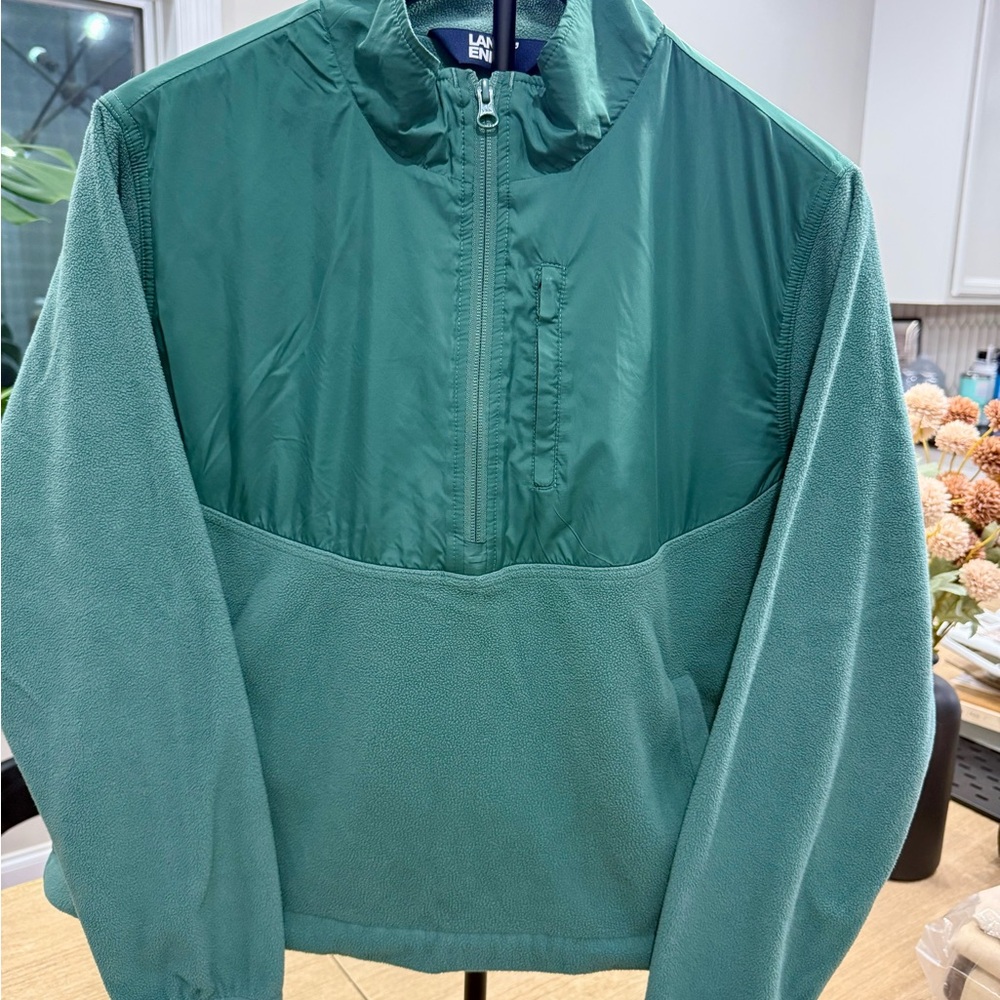 Lands' End Teal Fleece Pullover